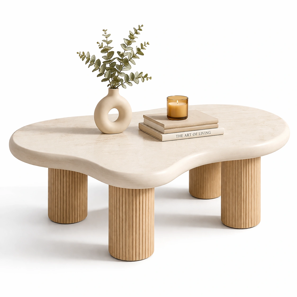 Moderner Couchtisch Rund mit strukturierter Basis-Norenio